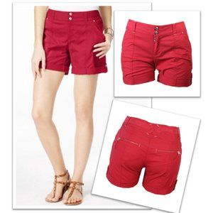 3/$15  INC International Concepts Cuffed Twill Shorts in Fireberry Red
